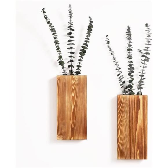 2 Pack Wood Wall Planter for Dried Flowers and Artificial Greenery Plants - Picture 1 of 4